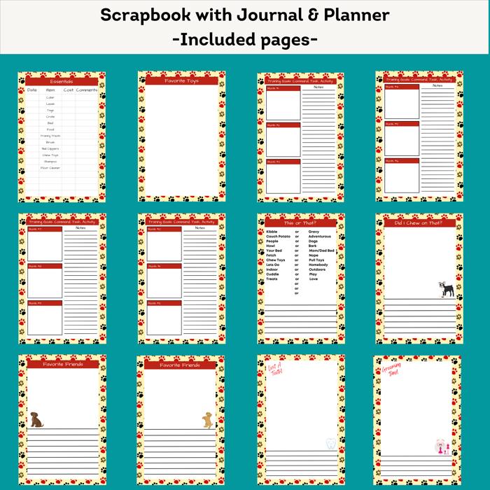 Complete Planner& Memory book for new Puppy, Printed, Puppy Journal, Scrapbook, puppy baby book Great Gift idea, Dog Mom Gift! Puppy journal