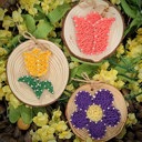 Pink Tulip, Yellow Tulip and Purple Flower DIY String Art Flowers