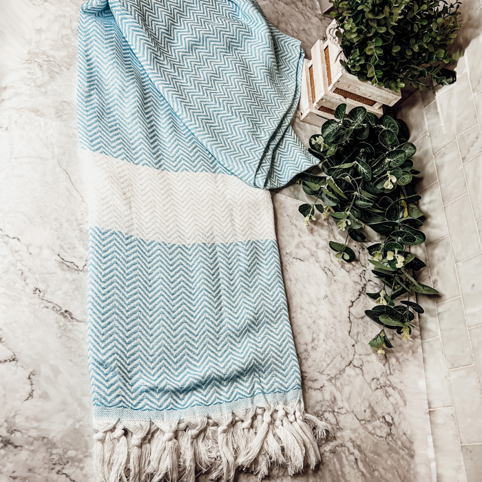 Turkish Cotton Towels Oversized, Large Decorative Throw Towels with Bamboo Tassels
