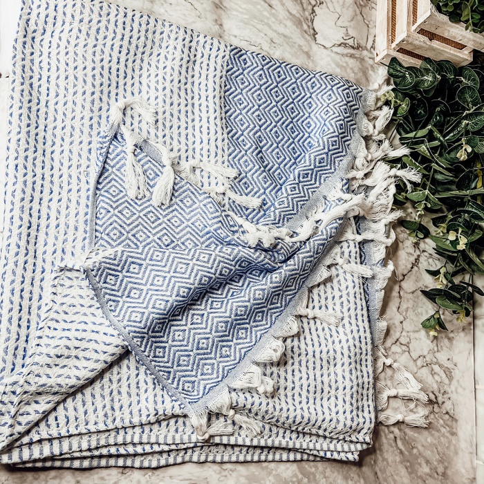 Turkish Cotton Towels Oversized, Large Decorative Throw Towels with Bamboo Tassels
