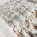 Diamond Gray Turkish Cotton Towels Oversized, Large Decorative Throw Towels with Bamboo Tassels
