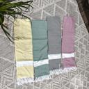 Diamond Green Turkish Cotton Towels Oversized, Large Decorative Throw Towels with Bamboo Tassels