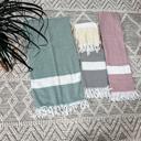 Diamond Green Turkish Cotton Towels Oversized, Large Decorative Throw Towels with Bamboo Tassels