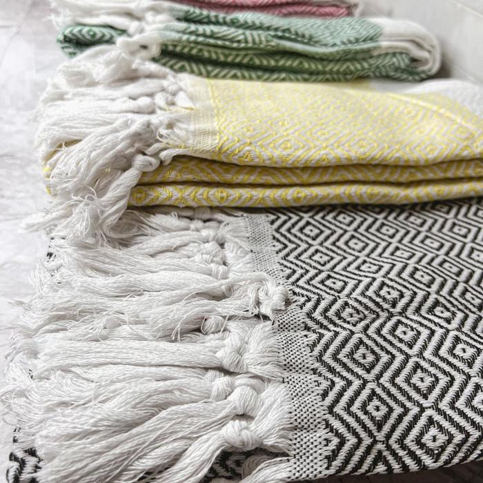 Turkish Cotton Towels Oversized, Large Decorative Throw Towels with Bamboo Tassels