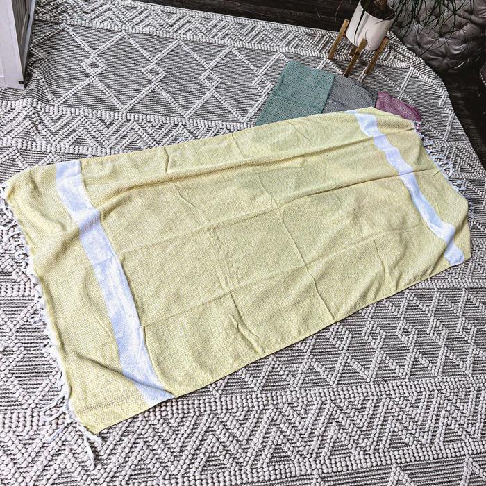 Turkish Cotton Towels Oversized, Large Decorative Throw Towels with Bamboo Tassels