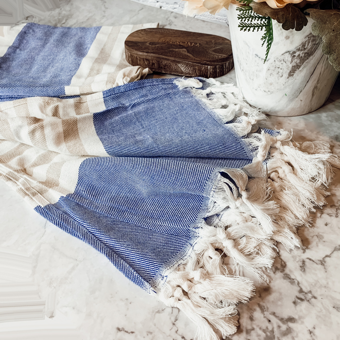 Turkish Cotton Towels Oversized, Large Decorative Throw Towels with Bamboo Tassels