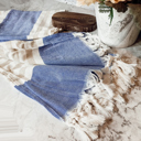 Mediterranean Navy Turkish Cotton Towels Oversized, Large Decorative Throw Towels with Bamboo Tassels
