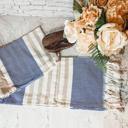 Mediterranean Navy Turkish Cotton Towels Oversized, Large Decorative Throw Towels with Bamboo Tassels