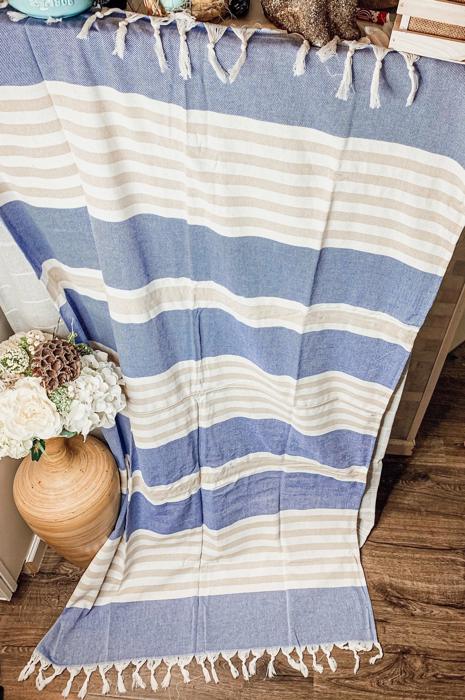 Turkish Cotton Towels Oversized, Large Decorative Throw Towels with Bamboo Tassels