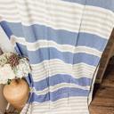 Mediterranean Navy Turkish Cotton Towels Oversized, Large Decorative Throw Towels with Bamboo Tassels
