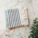 Mediterranean Light Blue Turkish Cotton Towels Oversized, Large Decorative Throw Towels with Bamboo Tassels