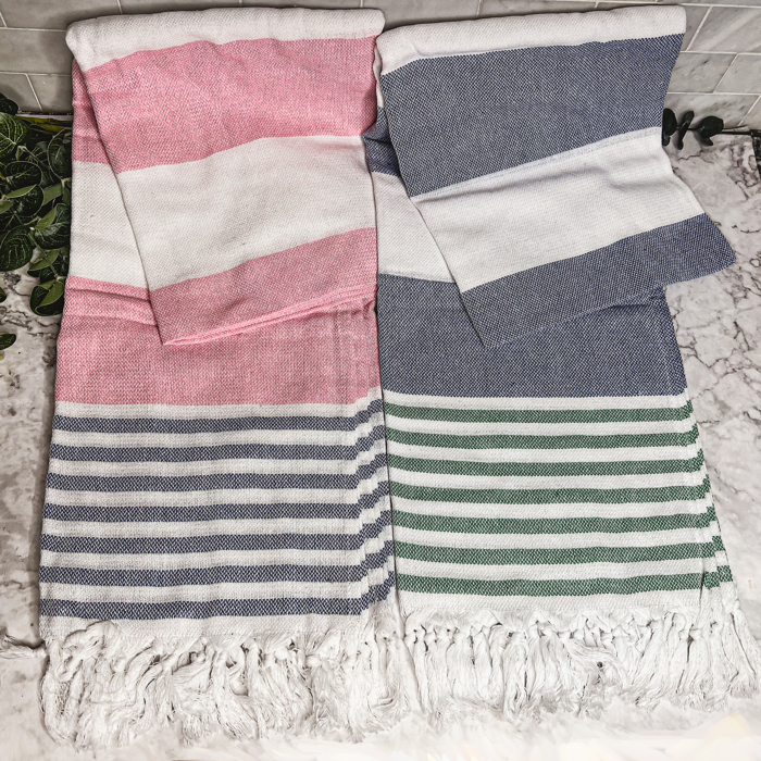 Turkish Cotton Towels Oversized, Large Decorative Throw Towels with Bamboo Tassels