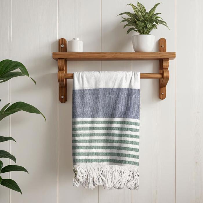 Turkish Cotton Towels Oversized, Large Decorative Throw Towels with Bamboo Tassels