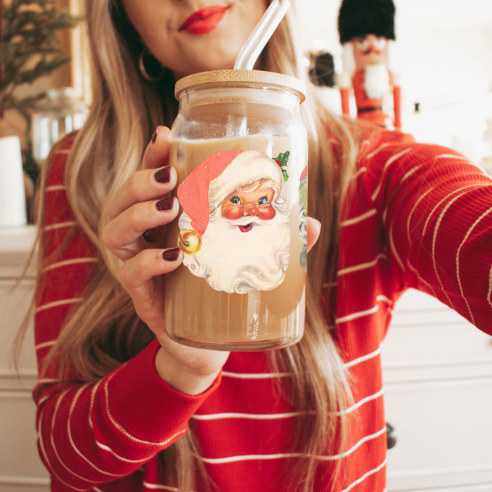 Glass Cups with Lid and Straws 2pk | 17oz Funny Glass Tumblers For Moms | Glass Can Cups