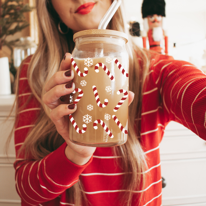 Glass Cups with Lid and Straws 2pk | 17oz Funny Glass Tumblers For Moms | Glass Can Cups