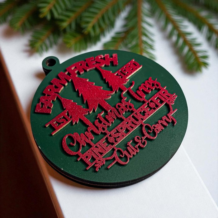 Handmade Wooden Christmas Ornaments, Farm Fresh Christmas Tree Holiday Home Decor, Unique Hanging Christmas Tree Decorations