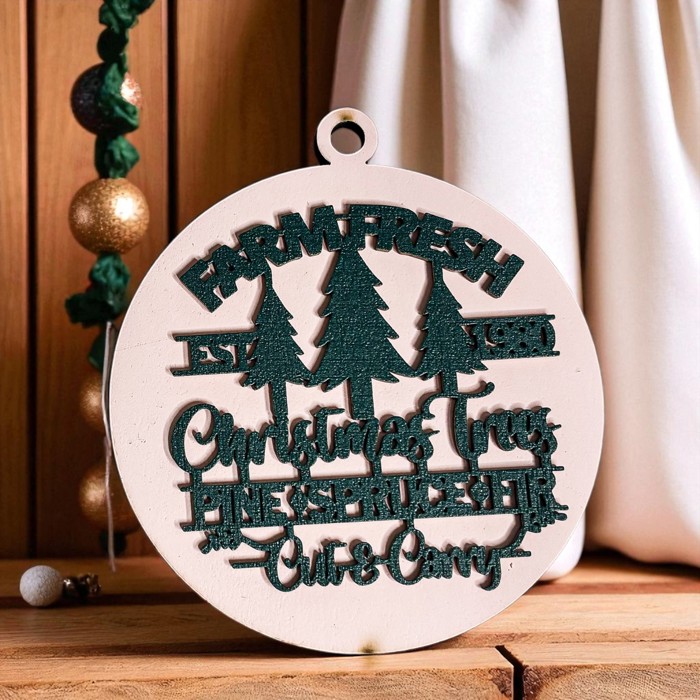 Handmade Wooden Christmas Ornaments, Farm Fresh Christmas Tree Holiday Home Decor, Unique Hanging Christmas Tree Decorations