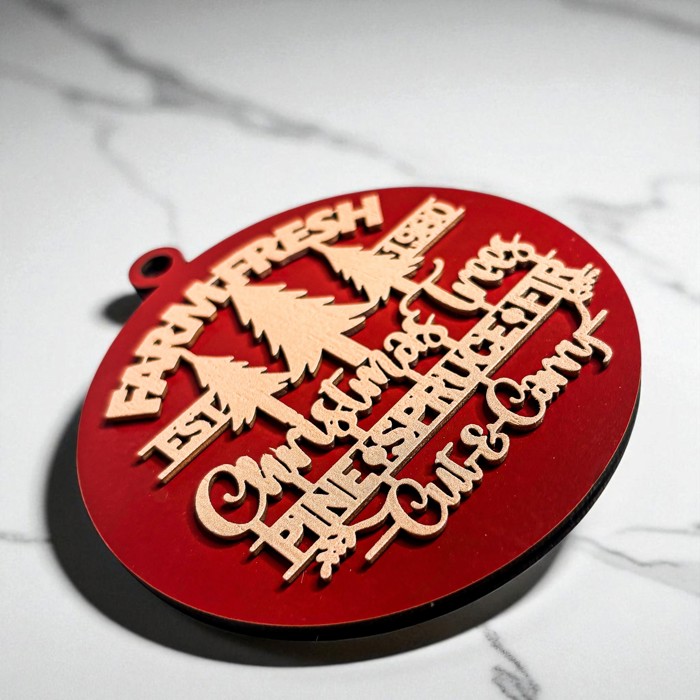 Handmade Wooden Christmas Ornaments, Farm Fresh Christmas Tree Holiday Home Decor, Unique Hanging Christmas Tree Decorations