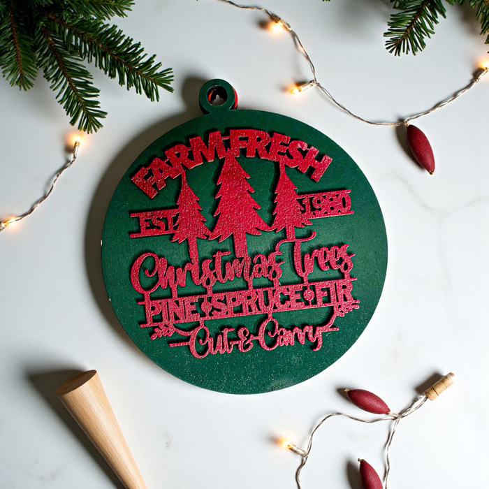 Handmade Wooden Christmas Ornaments, Farm Fresh Christmas Tree Holiday Home Decor, Unique Hanging Christmas Tree Decorations