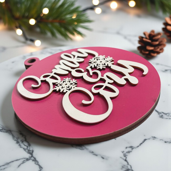 Comfy & Cozy Christmas Home Decor, Handmade Wooden Circle Tree Ornaments or Hanging Holiday Accent, Colorful Cute Christmas Decorations