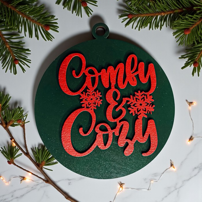 Comfy & Cozy Christmas Home Decor, Handmade Wooden Circle Tree Ornaments or Hanging Holiday Accent, Colorful Cute Christmas Decorations