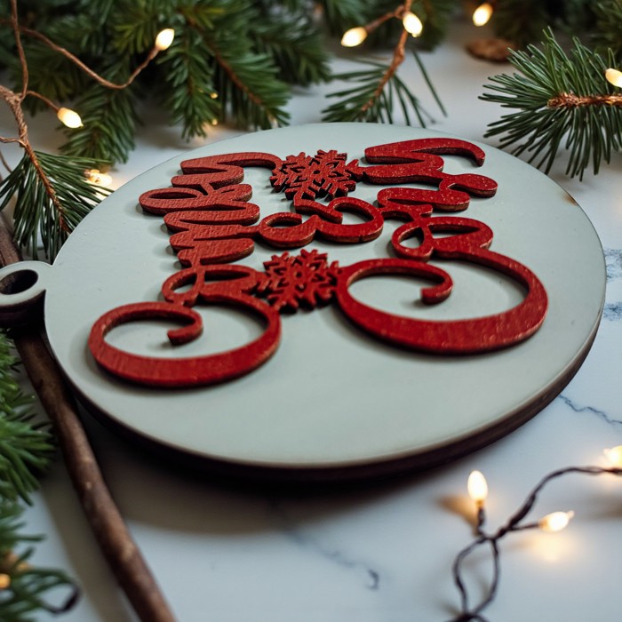 Comfy & Cozy Christmas Home Decor, Handmade Wooden Circle Tree Ornaments or Hanging Holiday Accent, Colorful Cute Christmas Decorations