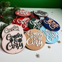 Comfy & Cozy Comfy & Cozy Christmas Home Decor, Handmade Wooden Circle Tree Ornaments or Hanging Holiday Accent, Colorful Cute Christmas Decorations