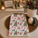 Pink Santa Trees Candy Cane Christmas Themed Kitchen Decor – Peppermint Towel