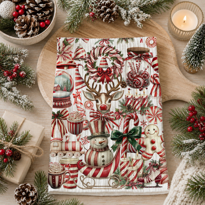 Candy Cane Christmas Themed Kitchen Decor – Peppermint Towel