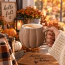 Brown Pumpkin Shaped Coffee Mugs, Ceramic Fall and Halloween Drinkware USA made, Cute Fall Gift Ideas