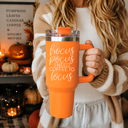HocusPocus Retro Ghost 40oz Halloween Tumbler| Checkered Floral Spooky Season Cup