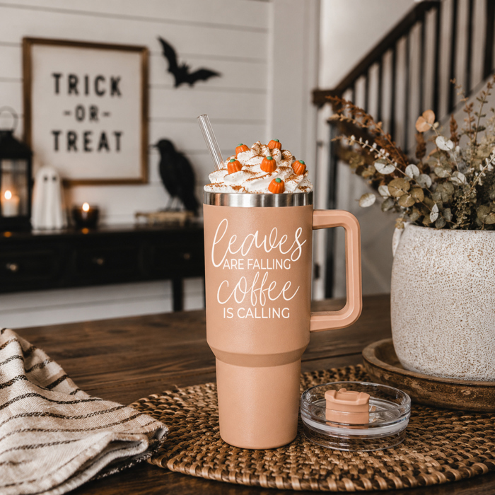 Retro Ghost 40oz Halloween Tumbler| Checkered Floral Spooky Season Cup