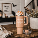 Sweater Weather Retro Ghost 40oz Halloween Tumbler| Checkered Floral Spooky Season Cup