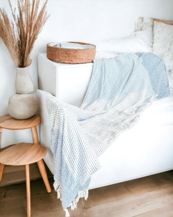 Turkish Cotton Towels Oversized, Large Decorative Throw Towels with Bamboo Tassels