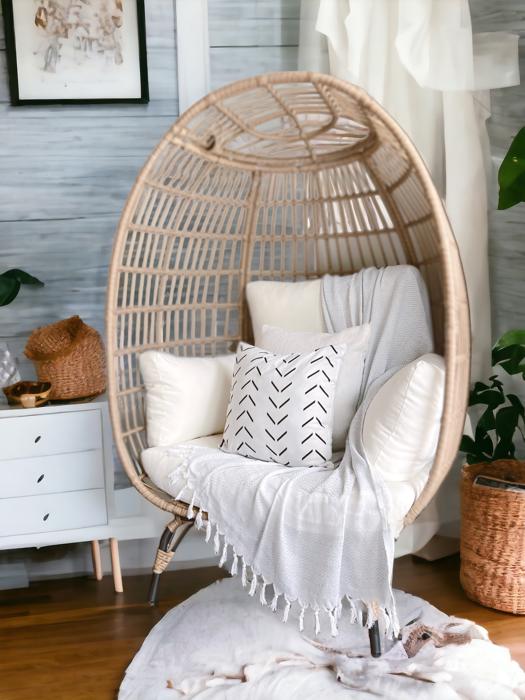 Turkish Cotton Towels Oversized, Large Decorative Throw Towels with Bamboo Tassels