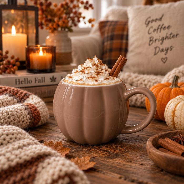 Pumpkin Shaped Coffee Mugs, Ceramic Fall and Halloween Drinkware USA made, Cute Fall Gift Ideas