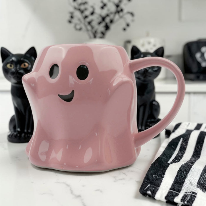 Ghost Shaped Mugs | Cute Halloween Coffee Cup | Spooky Season Kitchen | Fall Pastel Ceramic Ghost Gifts | Modern Halloween Decor Gift Ideas