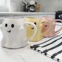  Ghost Shaped Mugs | Cute Halloween Coffee Cup | Spooky Season Kitchen | Fall Pastel Ceramic Ghost Gifts | Modern Halloween Decor Gift Ideas