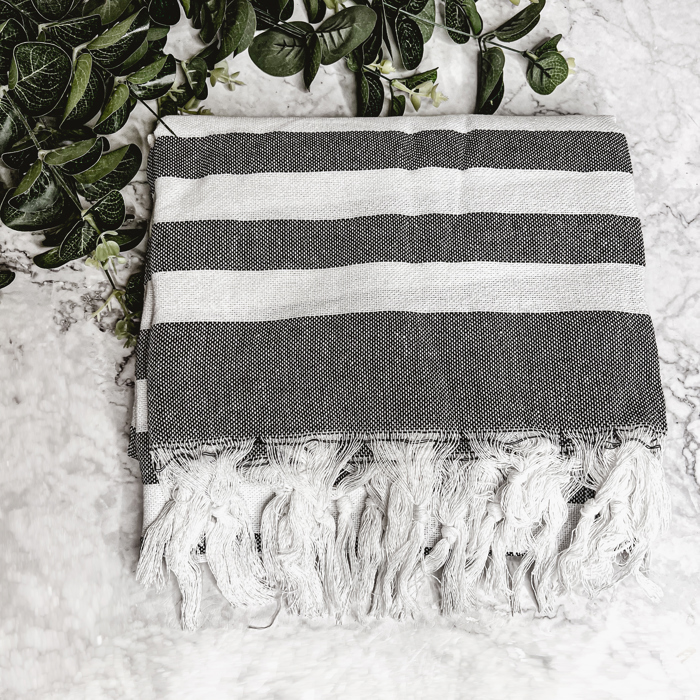 Turkish Cotton Towels Oversized, Large Decorative Throw Towels with Bamboo Tassels