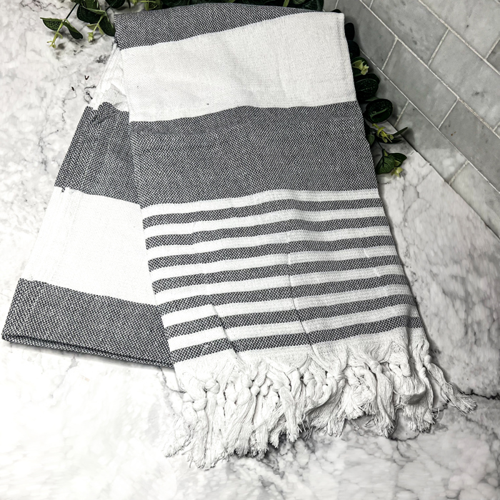 Turkish Cotton Towels Oversized, Large Decorative Throw Towels with Bamboo Tassels