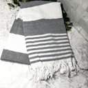 Mediterranean Gray Turkish Cotton Towels Oversized, Large Decorative Throw Towels with Bamboo Tassels