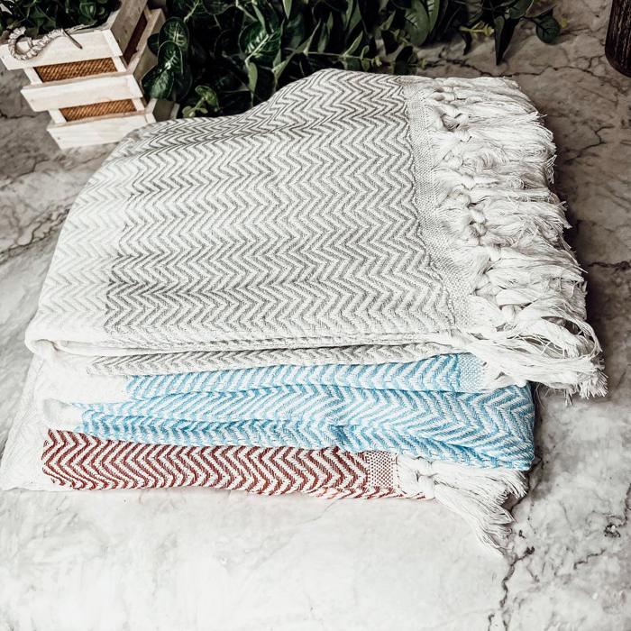 Turkish Cotton Towels Oversized, Large Decorative Throw Towels with Bamboo Tassels