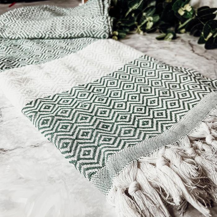 Turkish Cotton Towels Oversized, Large Decorative Throw Towels with Bamboo Tassels