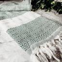 Diamond Green Turkish Cotton Towels Oversized, Large Decorative Throw Towels with Bamboo Tassels
