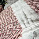 Chevron Rust Turkish Cotton Towels Oversized, Large Decorative Throw Towels with Bamboo Tassels