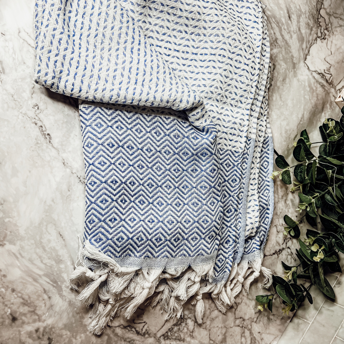 Turkish Cotton Towels Oversized, Large Decorative Throw Towels with Bamboo Tassels