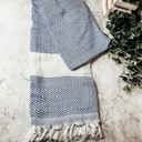 Diamond Blue Turkish Cotton Towels Oversized, Large Decorative Throw Towels with Bamboo Tassels