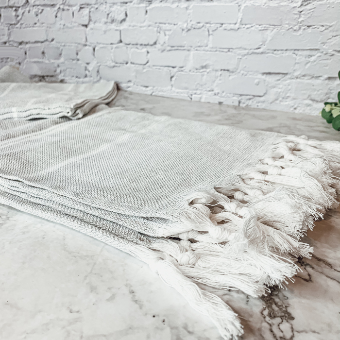 Turkish Cotton Towels Oversized, Large Decorative Throw Towels with Bamboo Tassels