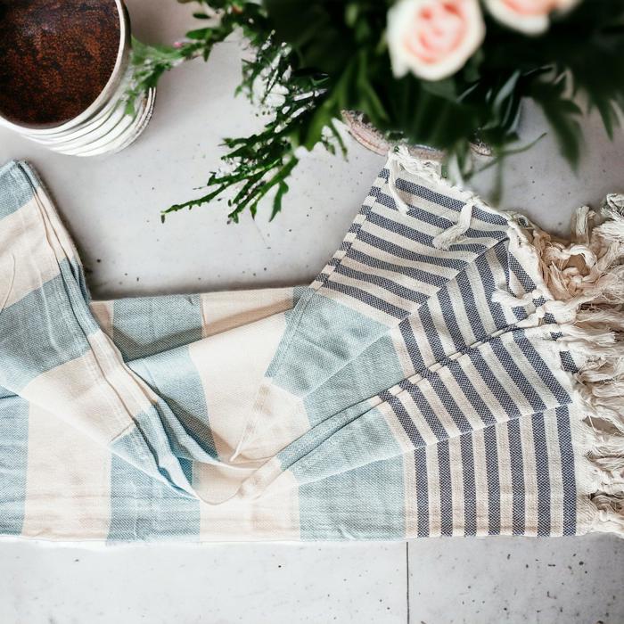 Turkish Cotton Towels Oversized, Large Decorative Throw Towels with Bamboo Tassels