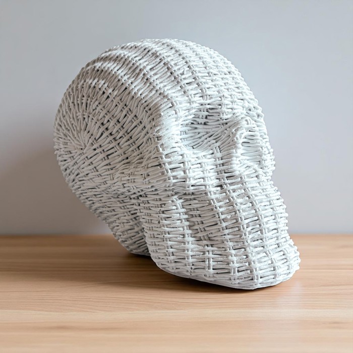 Halloween Home Decorations | Handmade Resin Skull Head Figurines | Rattan Fall Decor Style | Skeleton Face Home Accents | Gothic Farmhouse Home Decor & Gifts